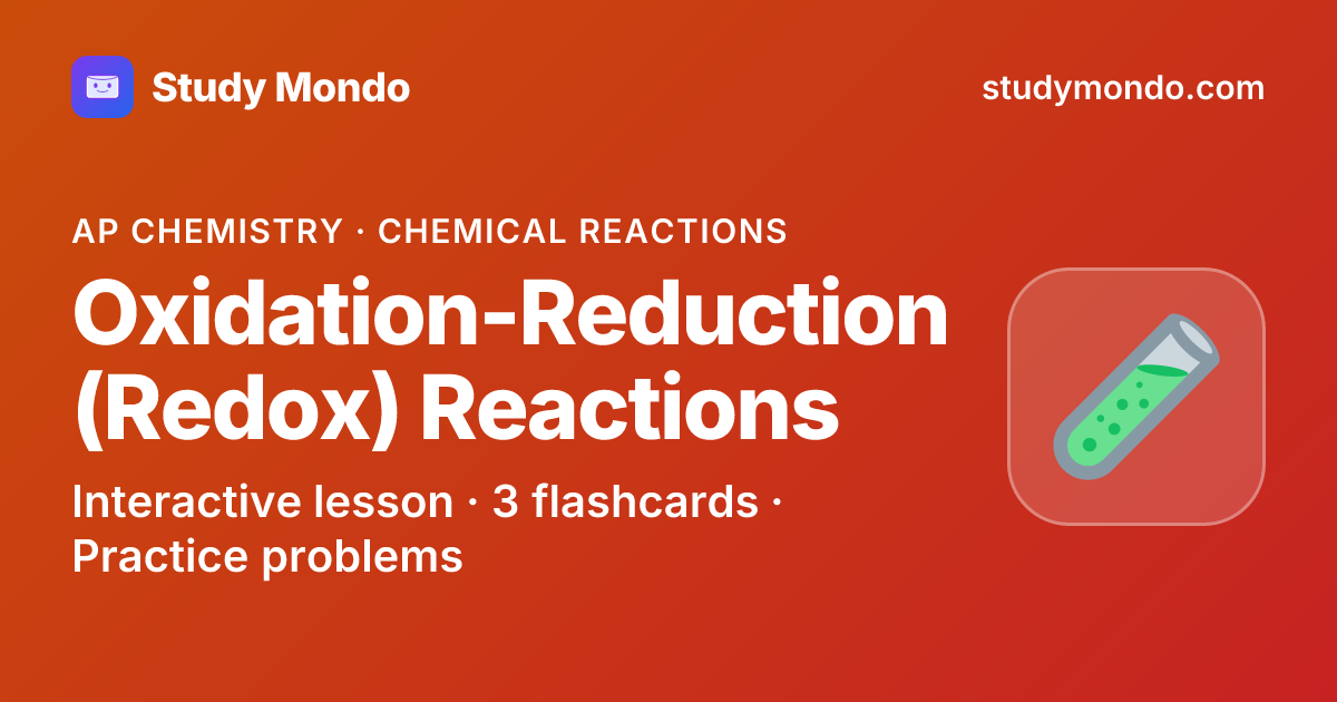 Oxidation-Reduction (Redox) Reactions | Study Mondo