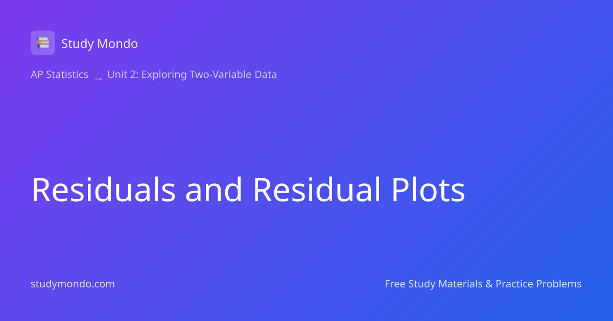Residuals and Residual Plots | Study Mondo